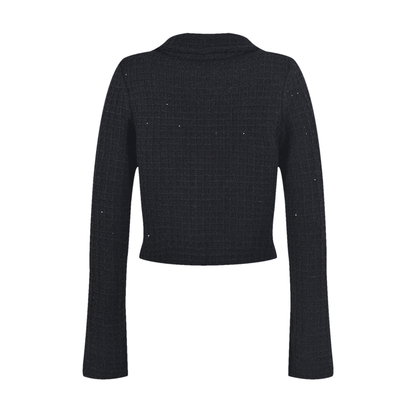 Fatoumata black waffle-knit jacket & skirt matching set