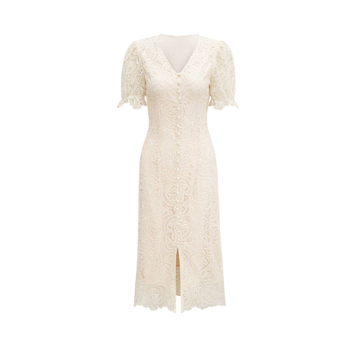 Galatea white lace short-sleeve v-neck dress (US Only)