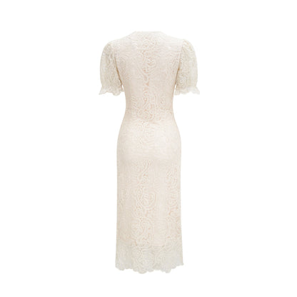 Galatea white lace short-sleeve v-neck dress (US Only)