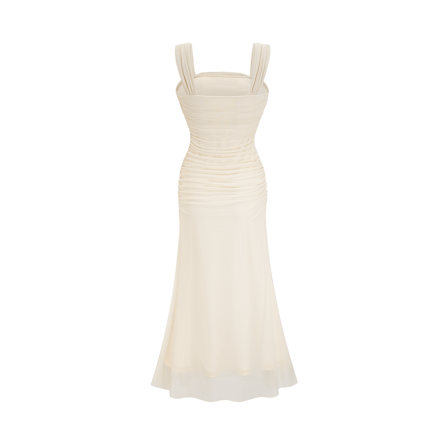 Giulia white mesh pleated midi dress