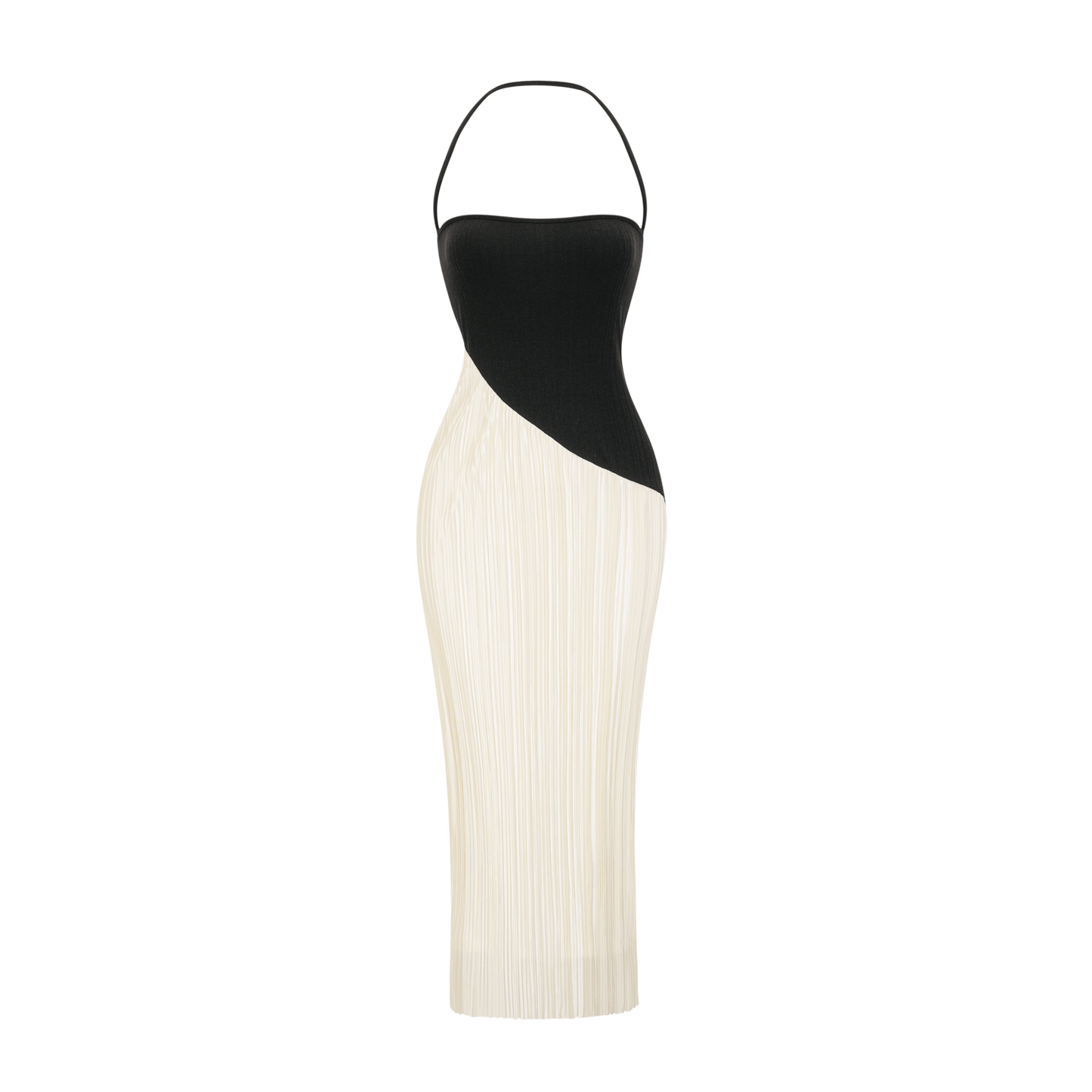 Giverny halterneck fitted midi dress (US Only)