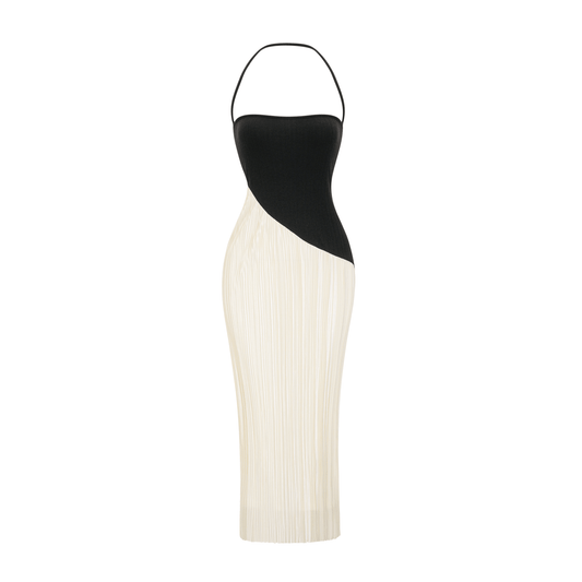 Giverny halterneck fitted midi dress (US Only)