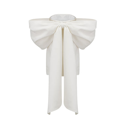 Hélène white oversize-bow mini dress