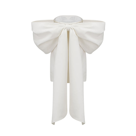 Hélène white oversize-bow mini dress