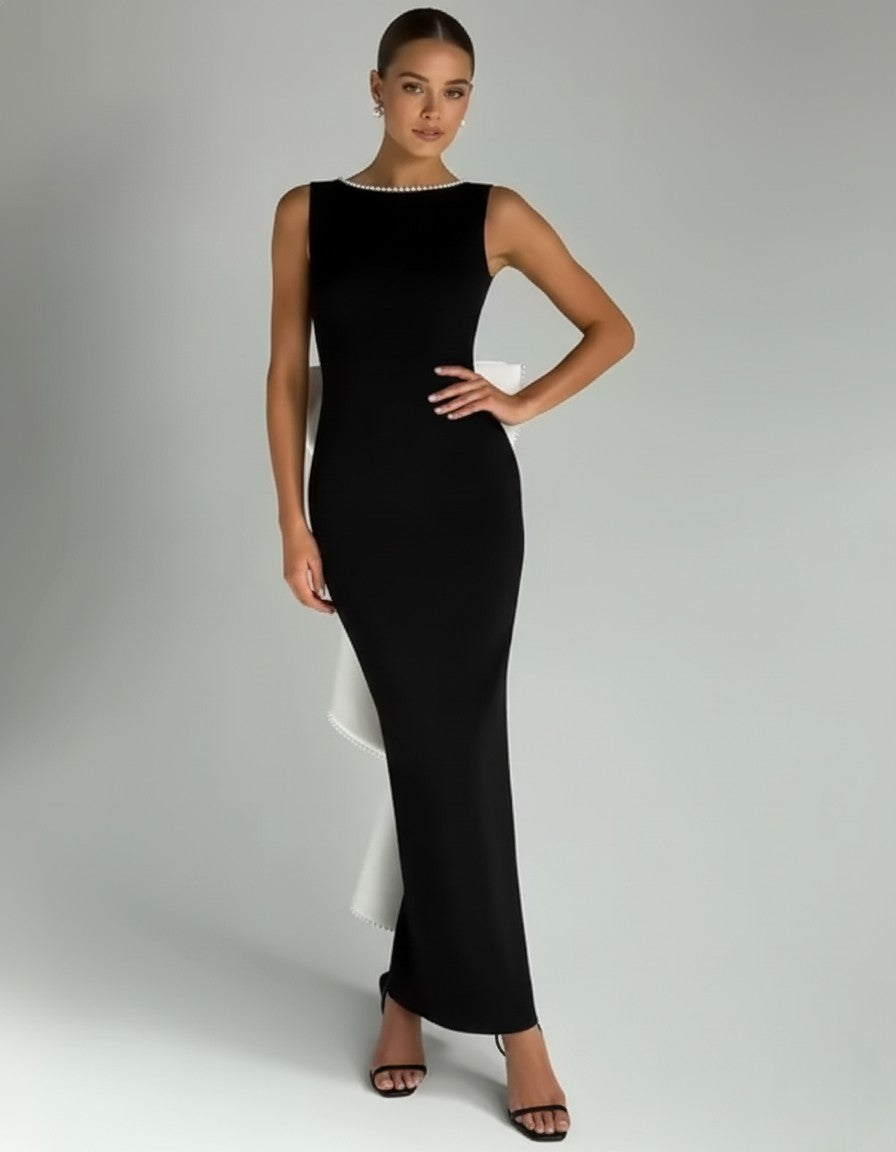 Backless Maxi Dress with Oversized Bow