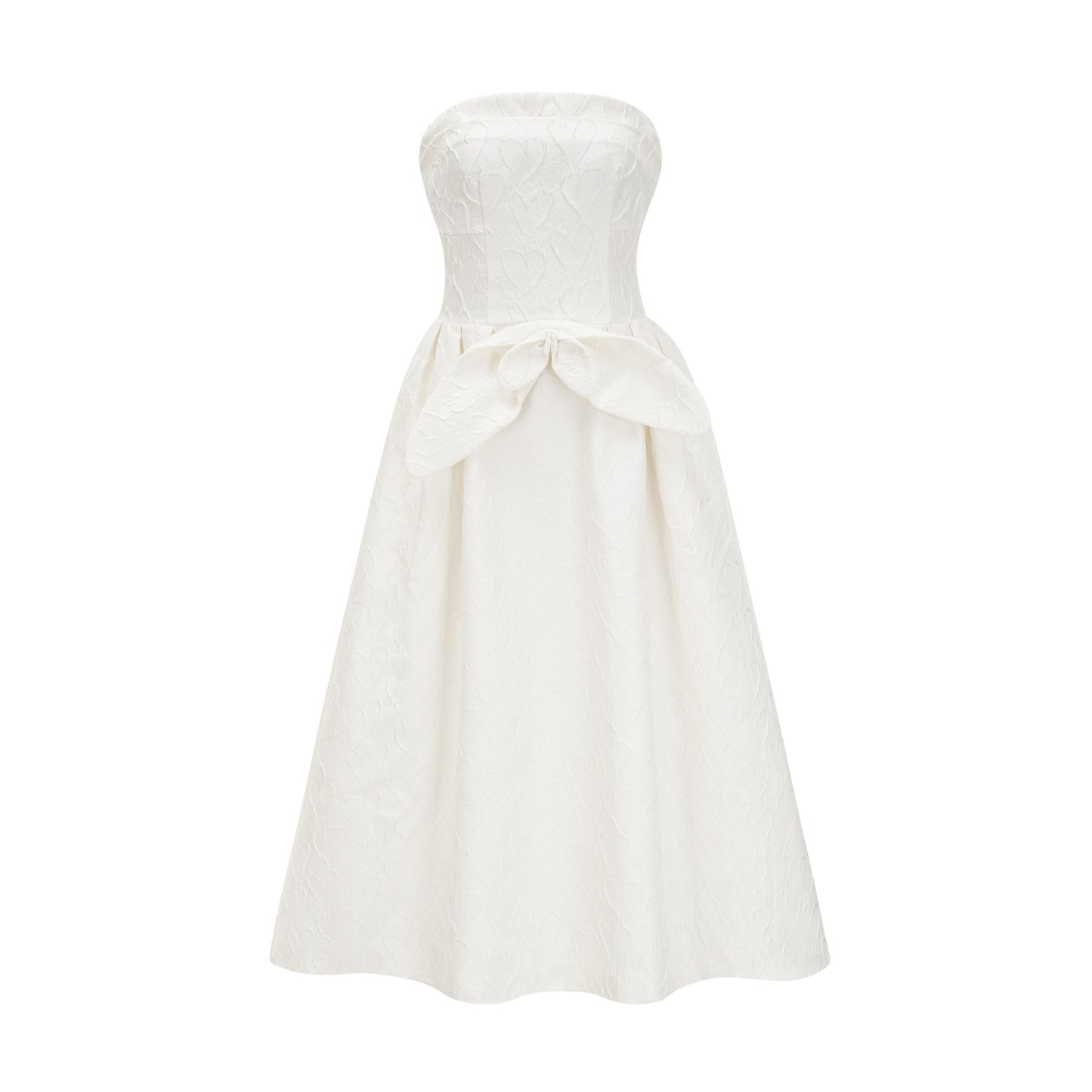 Ingrid white bowknot embroidered midi dress (US Only)
