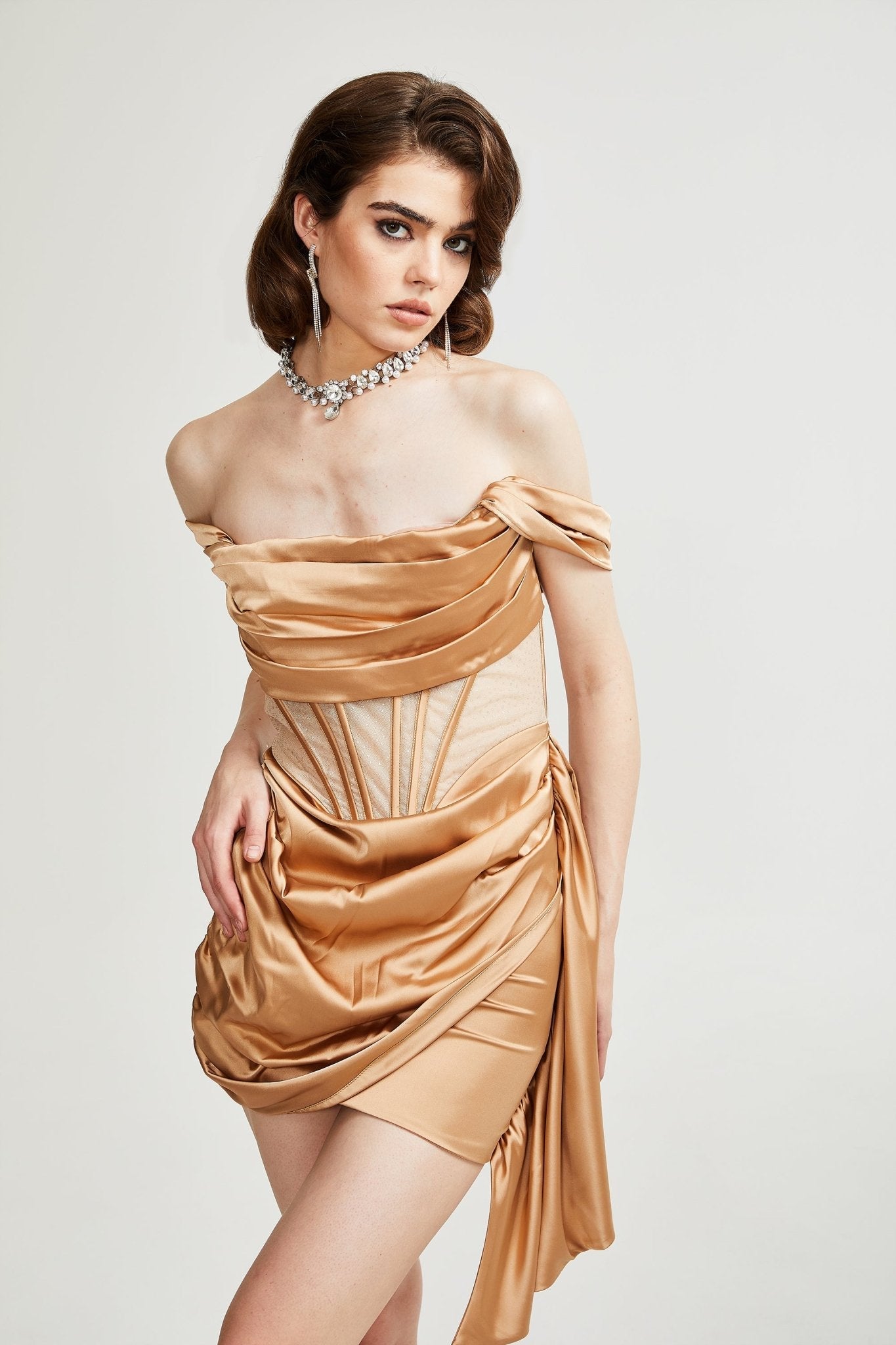Iseldra pleated off-shoulder mini dress (US Only)