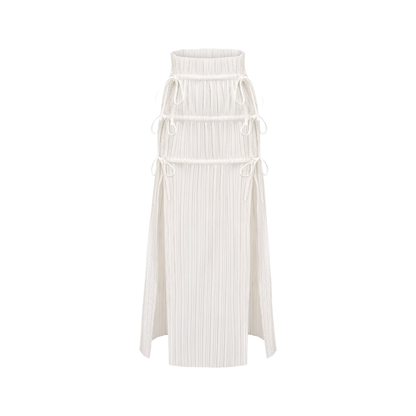 Milisent slitte drawstring pleated maxi skirt