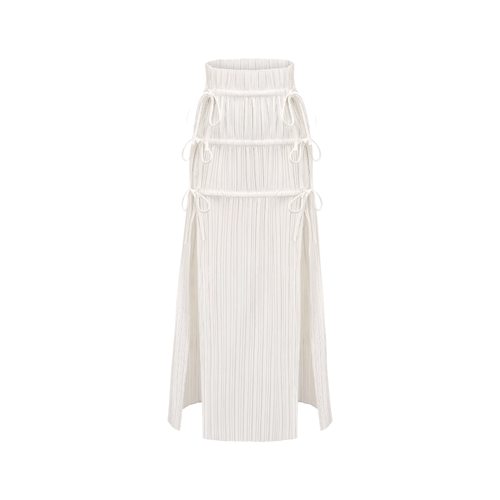 Milisent slitte drawstring pleated maxi skirt