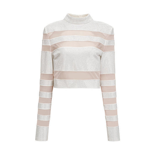 Jeanne semi-sheer panelled top
