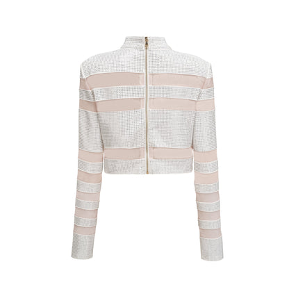 Jeanne semi-sheer panelled top