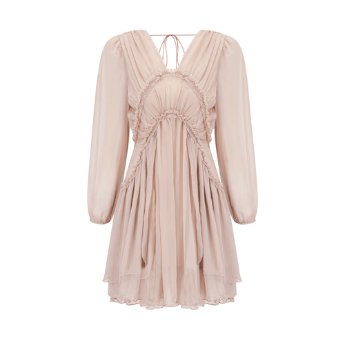 Kordney pink layered ruffled long-sleeve mini dress (US Only)