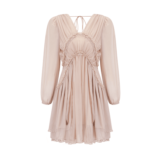 Kordney pink layered ruffled long-sleeve mini dress (US Only)