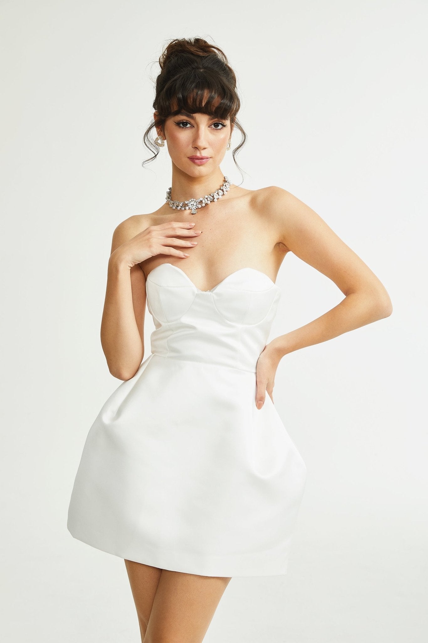 Laure white bustier off-shoulder mini dress (US Only)