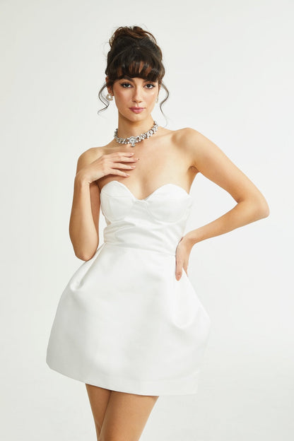 Laure white bustier off-shoulder mini dress (US Only)