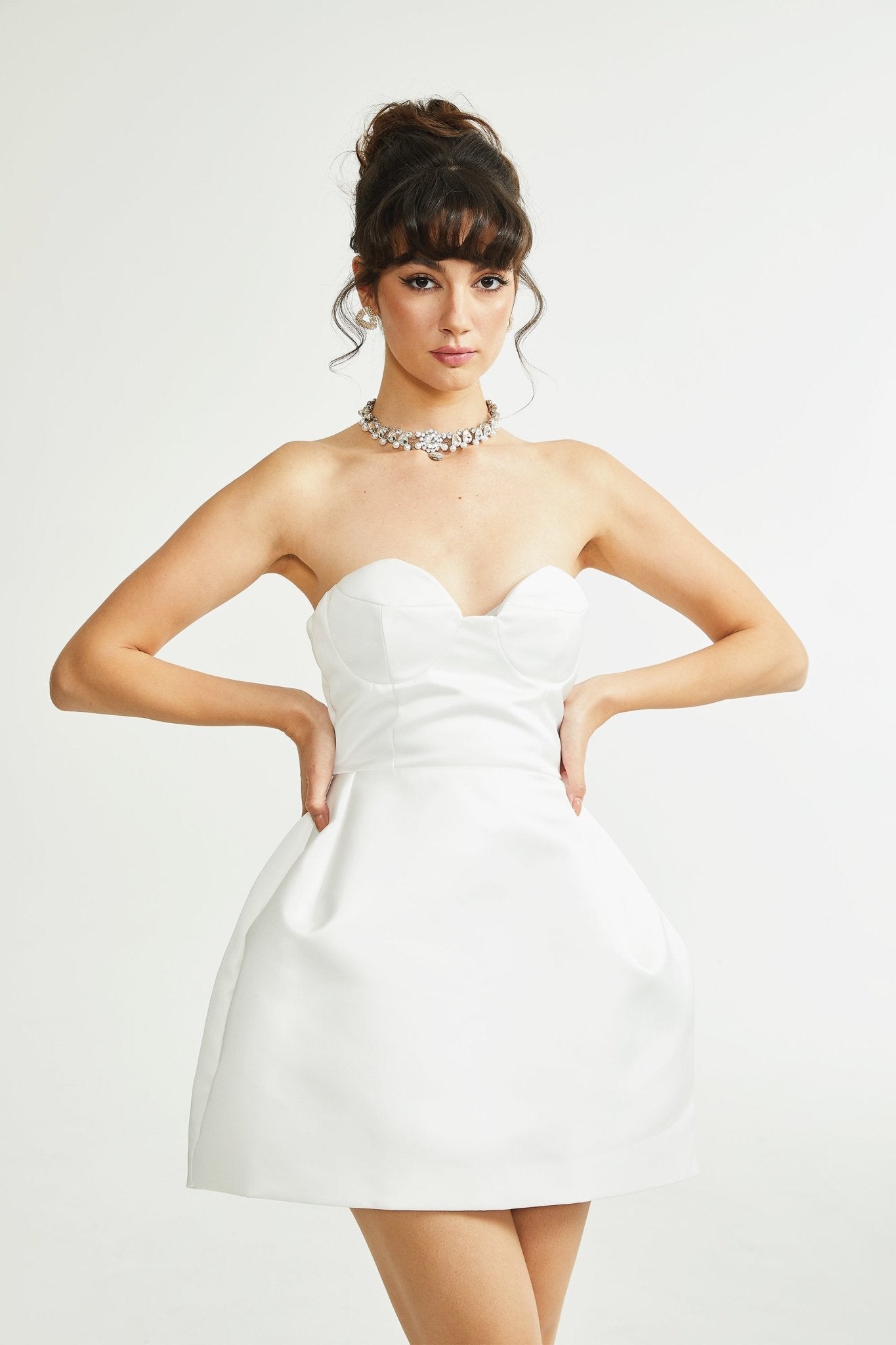 Laure white bustier off-shoulder mini dress (US Only)