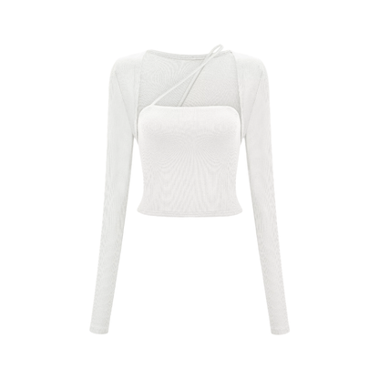 Leave the Door Open-scoop-neck spaghetti detail top