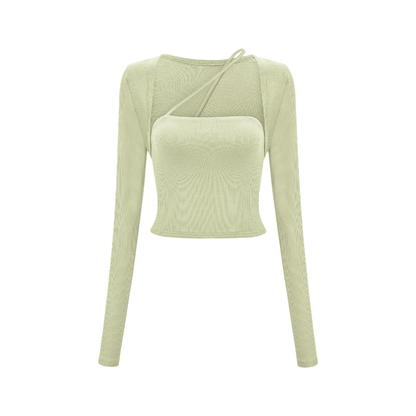 Leave the Door Open-scoop-neck spaghetti detail top