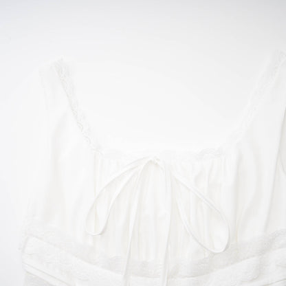 Leiana white pleated lace straps dress (US Only)