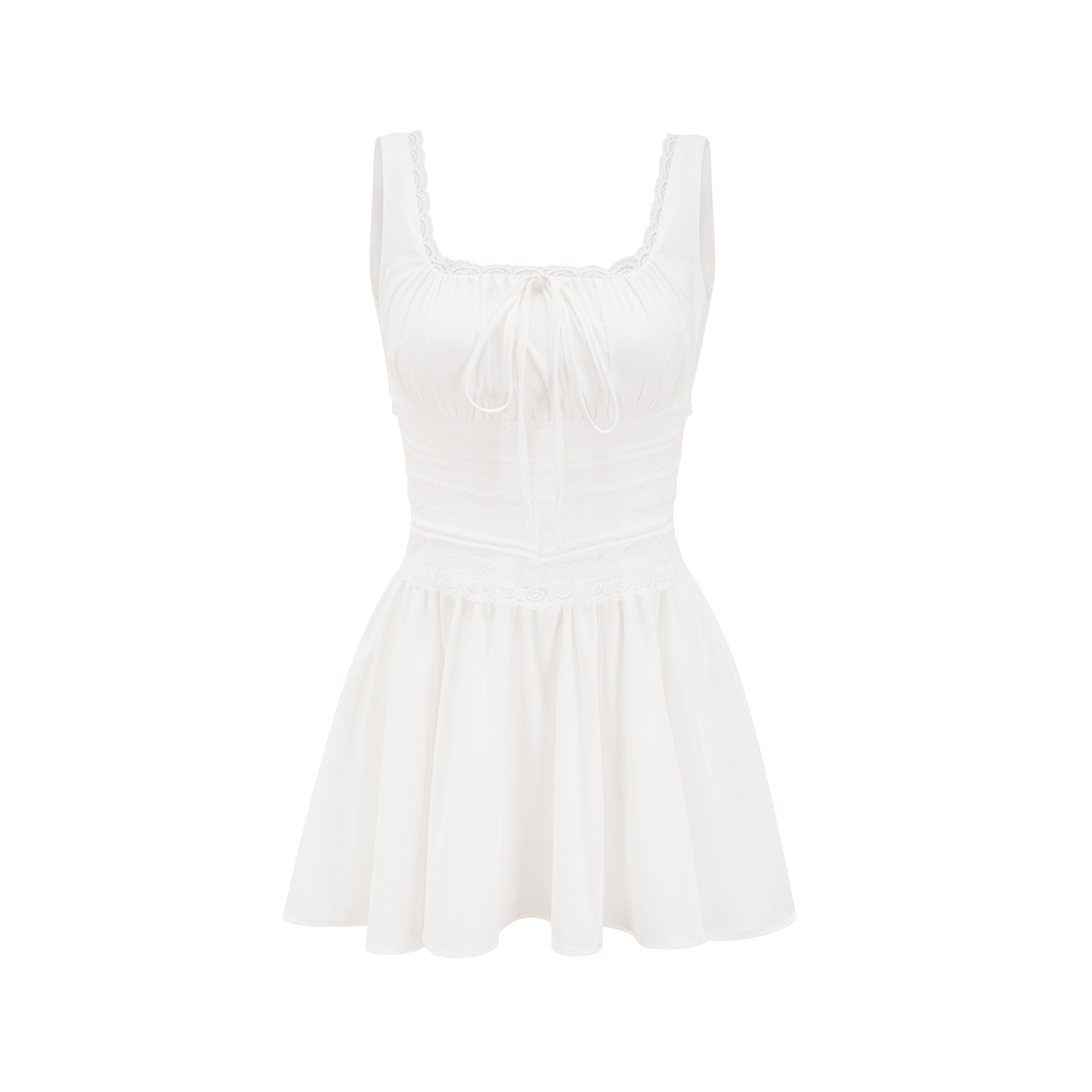 Leiana white pleated lace straps dress (US Only)
