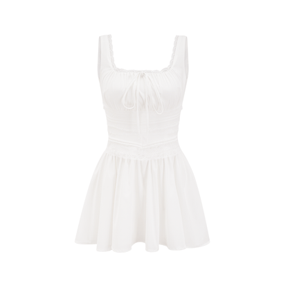 Leiana white pleated lace straps dress (US Only)