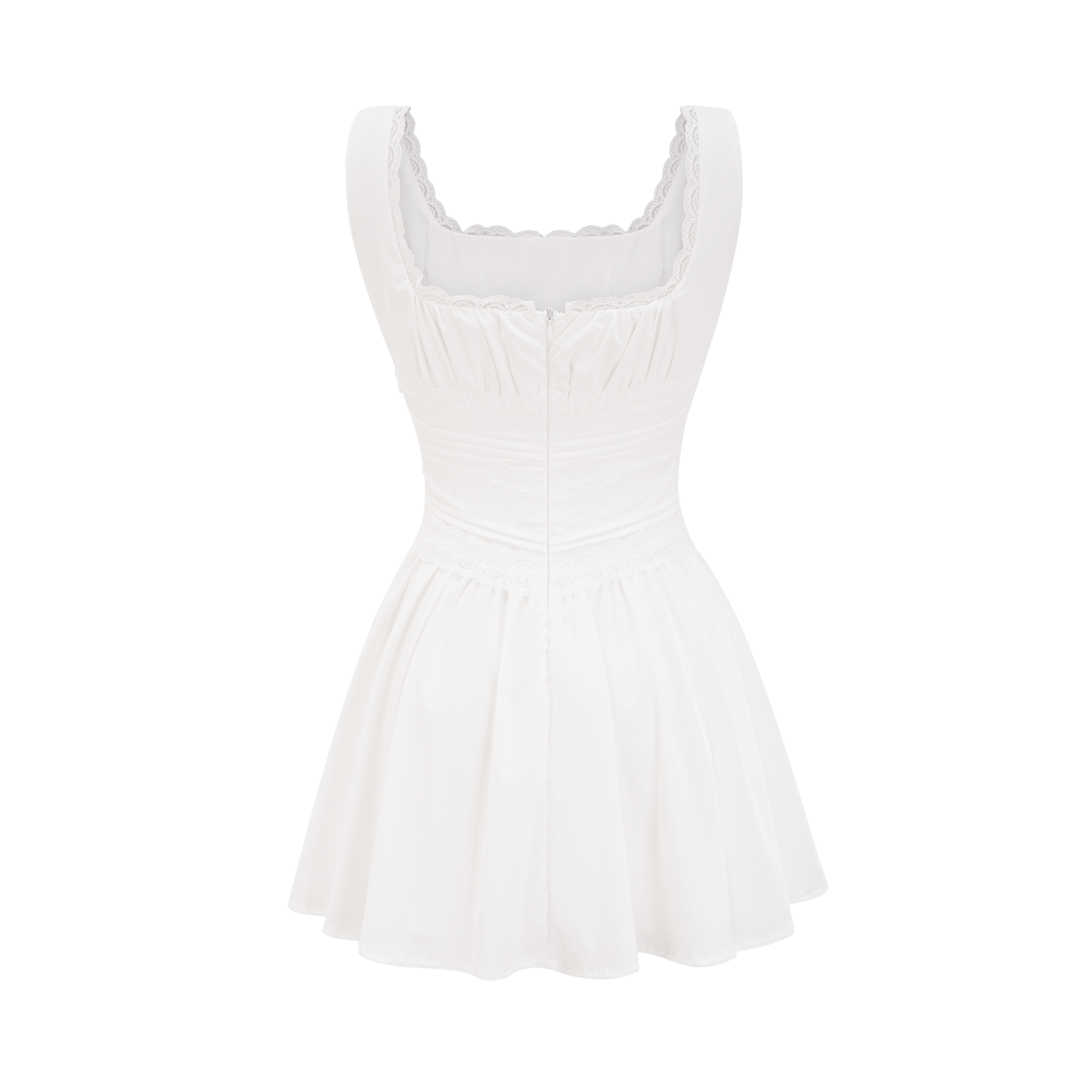 Leiana white pleated lace straps dress (US Only)