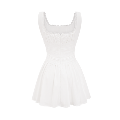 Leiana white pleated lace straps dress (US Only)