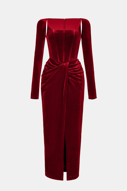 Renwick Velvet Corset Midi Dress