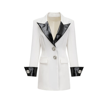 Louise crystal-button single-breasted coat