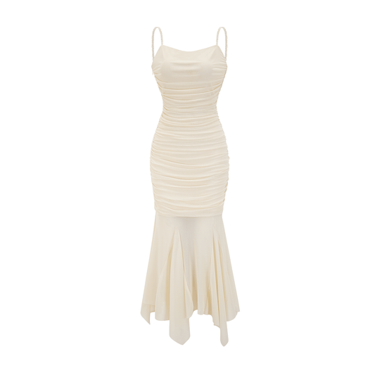 Lucia gathered mesh midi dress (US Only)