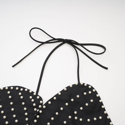 Maëlle faux-pearl embellished top