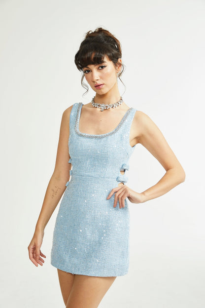 Manon white tweed sequined mini dress