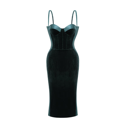Muriel green bustier midi dress (US Only)