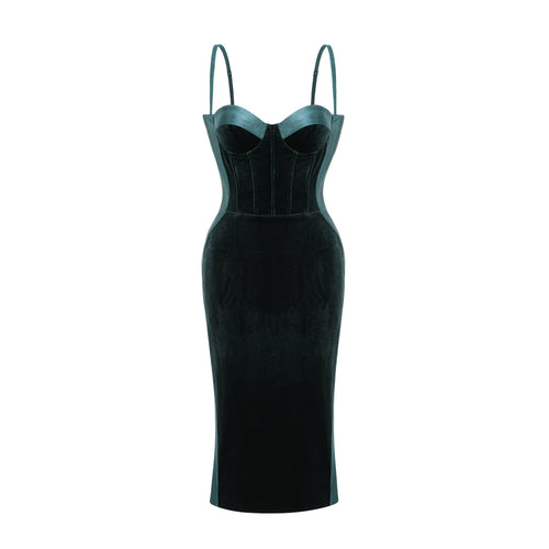 Muriel green bustier midi dress (US Only)
