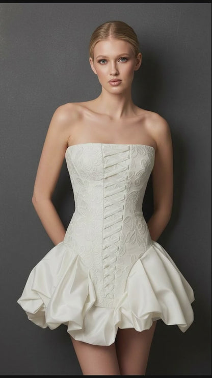 Maison Celie Ivory Sculpted Corset Mini Dress