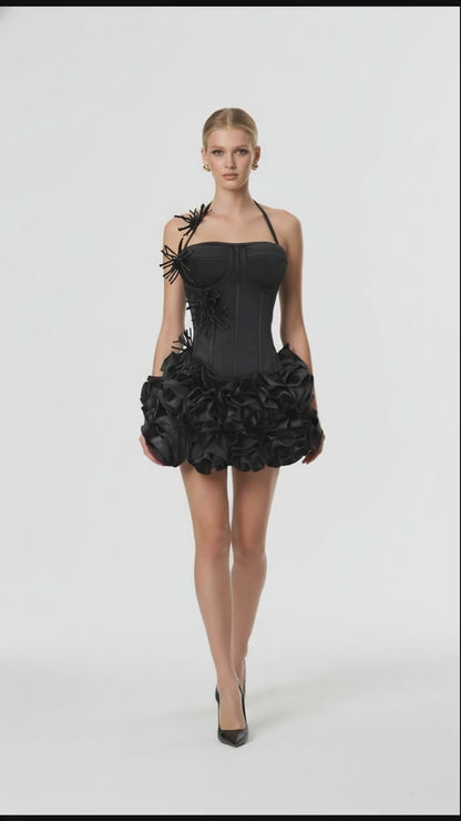 Maison Celie – Noir Bloom Sculpted Corset Mini Dress