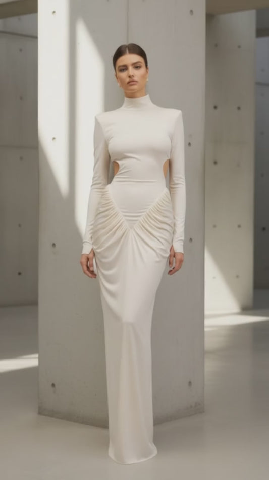 Women's Classic Western Long V-Neck Backless Bodycon Maxi Dress