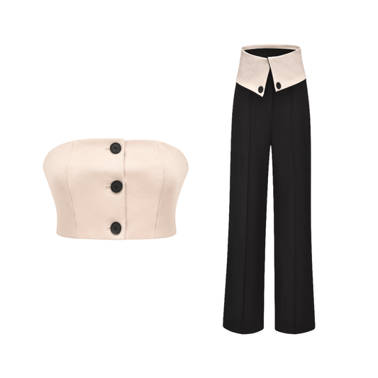 Naomi crop top & trousers matching set