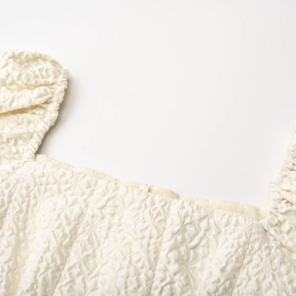Puff-sleeve princess white dress (US Only)
