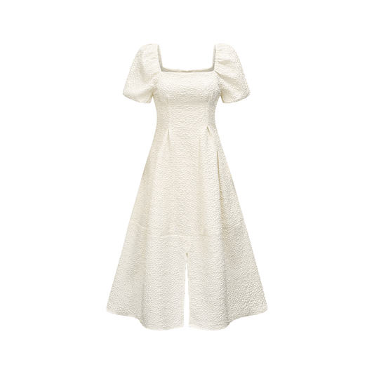Puff-sleeve princess white dress (US Only)