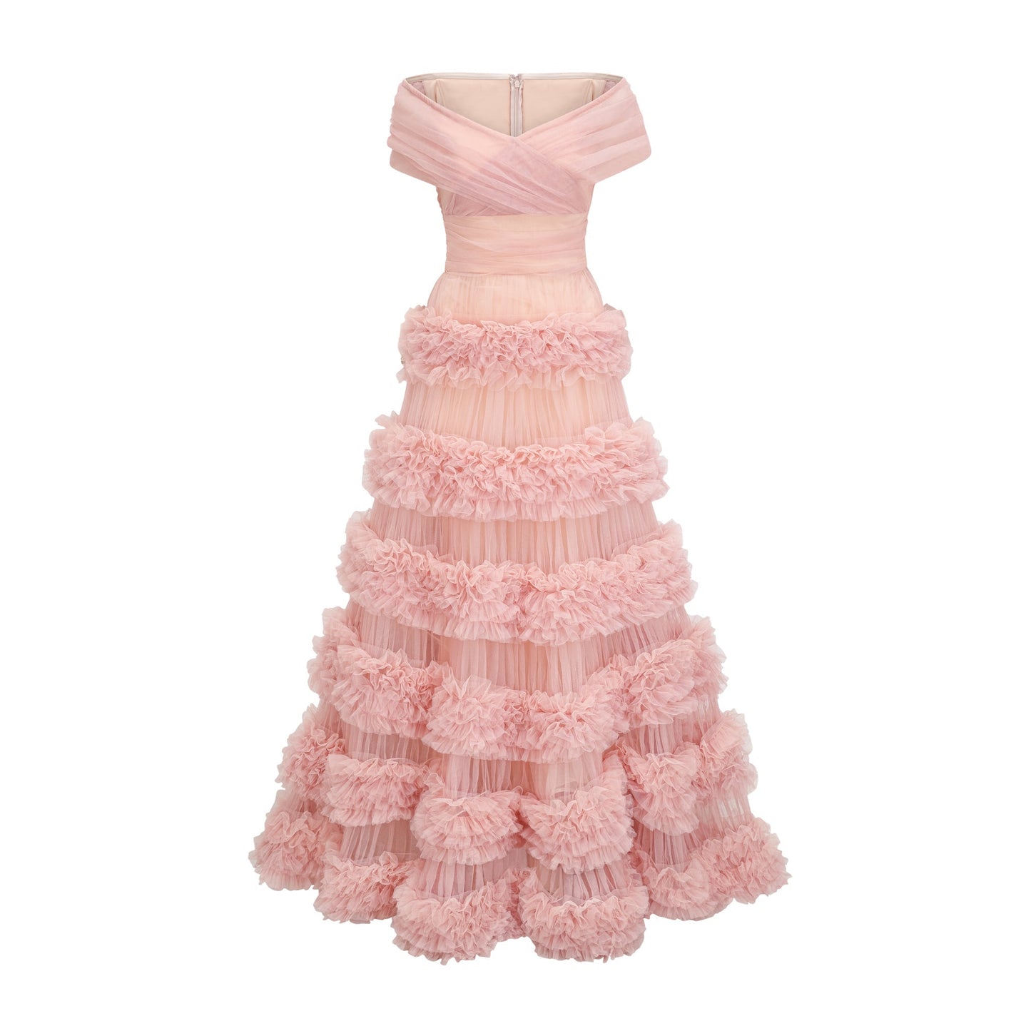 Solène pink tiered maxi dress