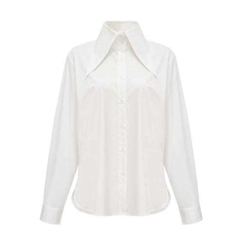 Solène white pointed-collar shirt
