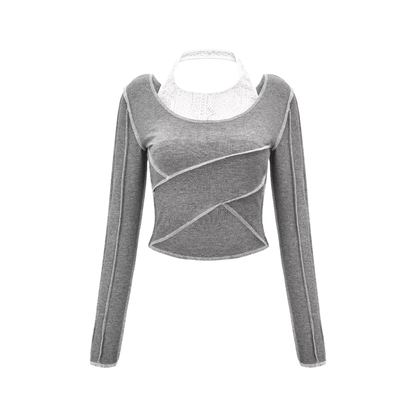 The Grey Mile-halterneck cropped sweatshirt