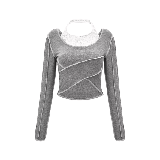 The Grey Mile-halterneck cropped sweatshirt