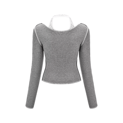 The Grey Mile-halterneck cropped sweatshirt