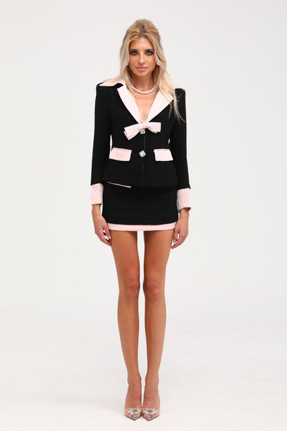 Uaine black jacket & skirt matching set