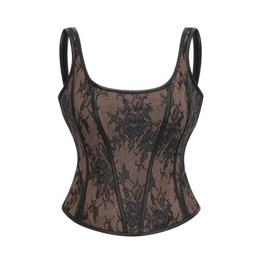 Ullrika brown lace vest top