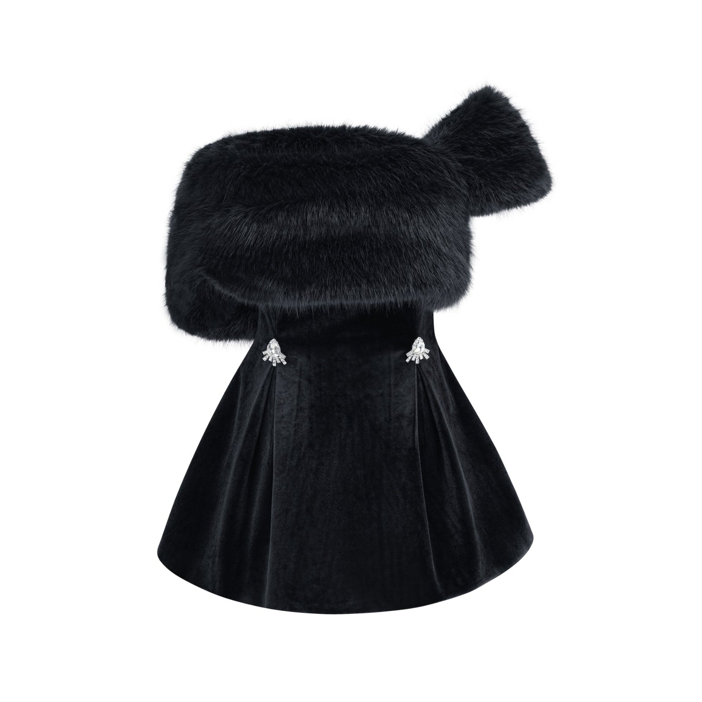 Wivika strapless velvet faux-fur mini dress