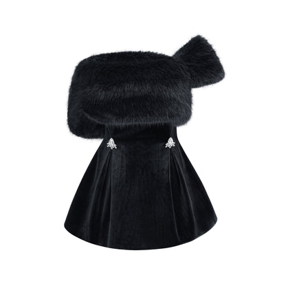 Wivika strapless velvet faux-fur mini dress