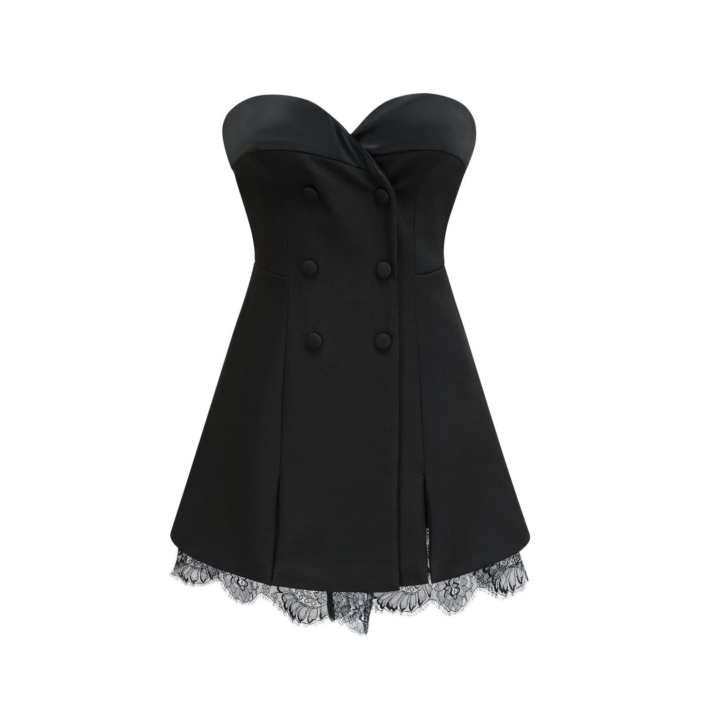 Zephyra black lace-detail mini dress
